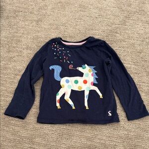Joules Girls Birthday Confetti Party Shirt with Horse and Mouse